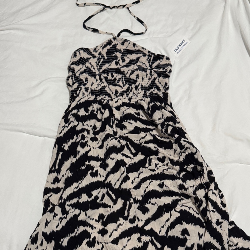 Old Navy Strapless Black and Cream Dress